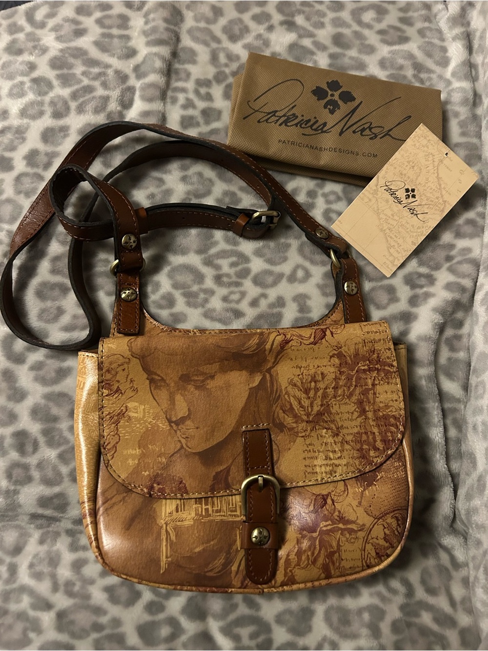 Patricia Nash Claretta Crossbody Saddle Bag- Italian Sketchbook
